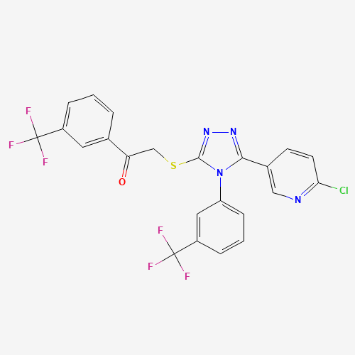 680217-03-2 2-((5-(6-CHLORO-3-PYRIDYL)-4-[3-(TRIFLUOROMETHYL)PHENYL]-4H-1,2,4-TRIAZOL-3-YL)THIO)-1-[3-(TRIFLUOROMETHYL)PHENYL]ETHAN-1-ONE chemical structure
