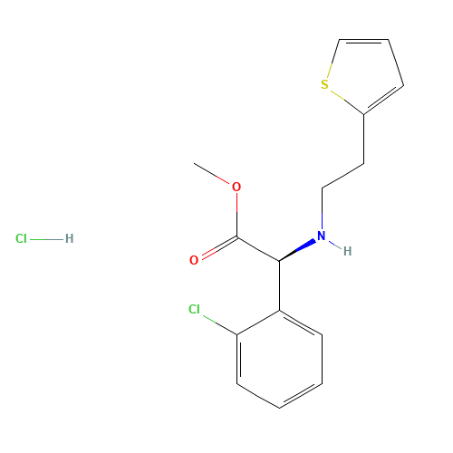 141109-19-5 D-(+)-Methyl-alpha-(2-thienylethamino)(2-chlorophenyl)acetate hydrochloride chemical structure