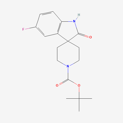 866028-06-0 5-FLUORO-1,2-DIHYDRO-2-OXO-SPIRO[3H-INDOLE-3,4'-PIPERIDINE]-1'-CARBOXYLIC ACID 1,1-DIMETHYLETHYL ESTER chemical structure