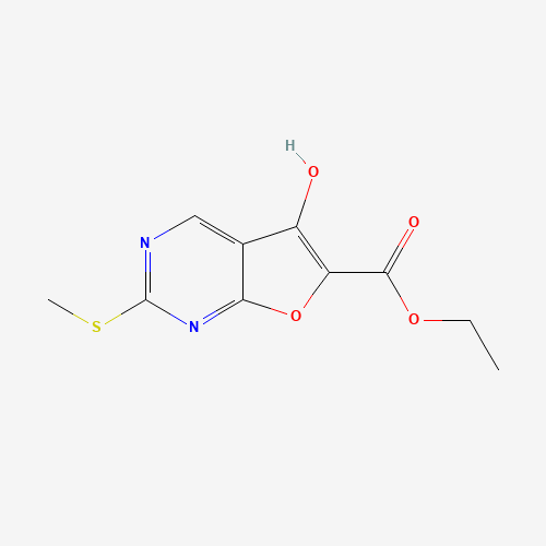 62094-70-6 5-Hydroxy-2-methylsulfanyl-furo[2,3-d]pyrimidine-6-carboxylic acid ethyl ester chemical structure