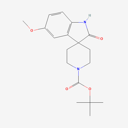 752234-64-3 1,2-DIHYDRO-5-METHOXY-2-OXO-SPIRO[3H-INDOLE-3,4'-PIPERIDINE]-1'-CARBOXYLIC ACID 1,1-DIMETHYLETHYL ESTER chemical structure