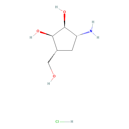79200-57-0 (1R,2S,3R,4R)-2,3-DIHYDROXY-4-(HYDROXYMETHYL)-1-AMINOCYCLOPENTANE HYDROCHLORIDE chemical structure