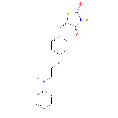 122320-74-5 5-[4-[2-[N-Methyl-N-(2-pyridinyl)amino]ethoxy]benzylidene]-2,4-thiazolidinedione chemical structure