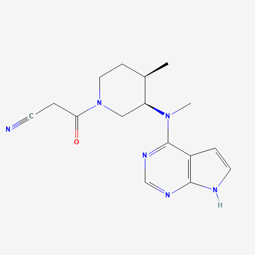 477600-75-2 3-((3R,4R)-4-methyl-3-(methyl(7H-pyrrolo[2,3-d]pyrimidin-4-yl)amino)piperidin-1-yl)-3-oxopropanenitrile chemical structure
