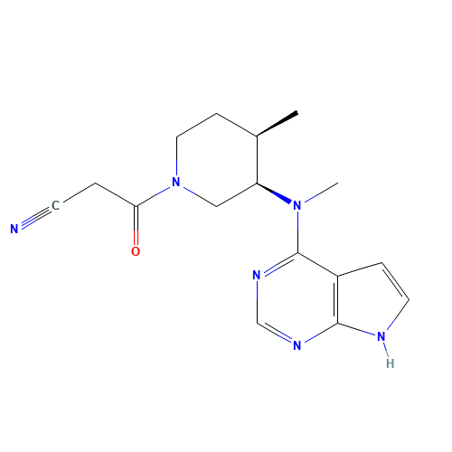 477600-75-2 3-((3R,4R)-4-methyl-3-(methyl(7H-pyrrolo[2,3-d]pyrimidin-4-yl)amino)piperidin-1-yl)-3-oxopropanenitrile chemical structure