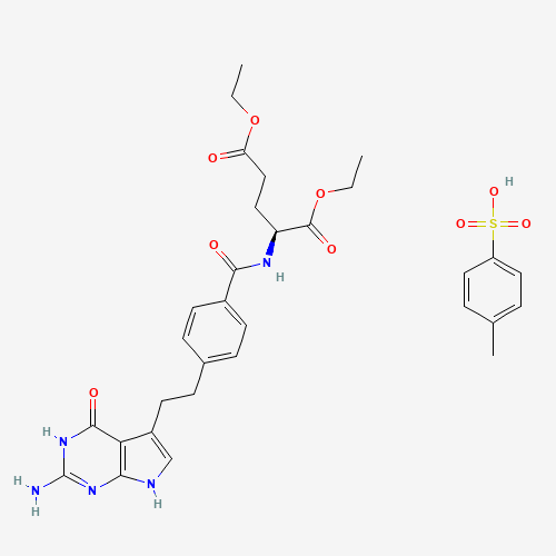 165049-28-5 N-[4-[2-(2-Amino-4,7-dihydro-4-oxo-3H-pyrrolo[2,3-d]pyrimidin-5-yl)ethyl]benzoyl]-L-glutamic acid 1,5-diethyl ester 4-methylbenzenesulfonate chemical structure