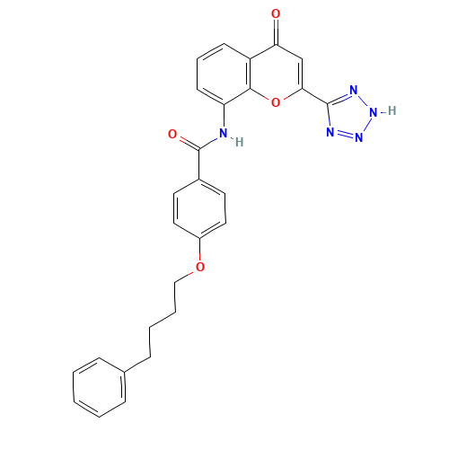 103177-37-3 4-Oxo-8-(4-(4-phenylbutoxy)benzoylamino)-2-(tetrazol-5-yl)-4H-1-benzopyran chemical structure