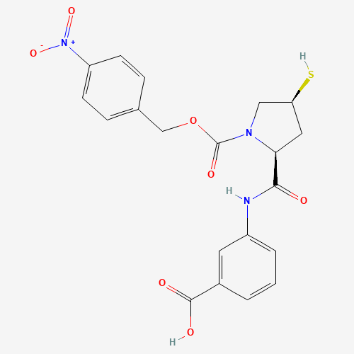 202467-69-4 3-[[[(2S,4S)-4-Mercapto-1-(4-nitrobenzyloxy)carbonyl-2-pyrrolidinyl]carbonyl]amino]benzoic acid chemical structure