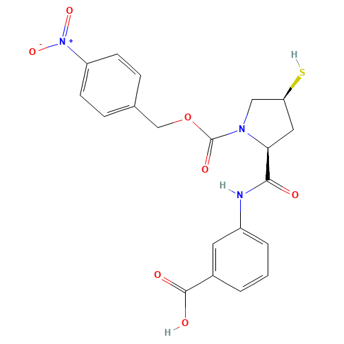 202467-69-4 3-[[[(2S,4S)-4-Mercapto-1-(4-nitrobenzyloxy)carbonyl-2-pyrrolidinyl]carbonyl]amino]benzoic acid chemical structure