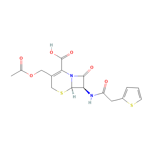 153-61-7 (6R,7R)-3-(Acetoxymethyl)-8-oxo-7-(2-(thiophen-2-yl)acetamido)-5-thia-1-aza-bicyclo[4.2.0]oct-2-ene-2-carboxylic acid chemical structure