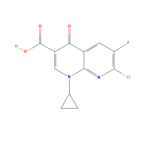 100361-18-0 7-Chloro-1-cyclopropyl-6-fluoro-4-oxo-1,4-dihydro-1,8-naphthyridine-3-carboxylic acid chemical structure