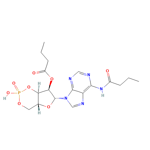 362-74-3 N-(9-beta-D-Ribofuranosyl-9H-furin-6-yl)-butyramide cyclic 3',5'-(hydrogen phosphate) 2'-butyrate chemical structure