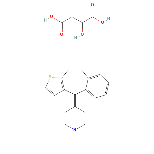5189-11-7 9,10-Dihydro-4-(1-methylpiperidin-4-ylidene)-4H-benzo[4,5]cyclohepta[1,2-b]thiophene malate (1:1) chemical structure