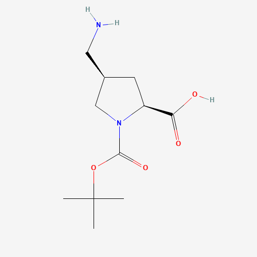 132622-72-1 (2S,4R)-4-(aminomethyl)-1-(tert-butoxycarbonyl)pyrrolidine-2-carboxylic acid chemical structure