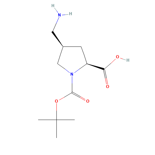 132622-72-1 (2S,4R)-4-(aminomethyl)-1-(tert-butoxycarbonyl)pyrrolidine-2-carboxylic acid chemical structure