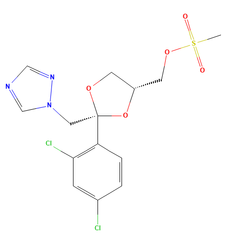 67914-86-7 cis-2-(2,4-Dichlorophenyl)-2-(1H-1,2,4-triazol-1-ylmethyl)-1,3-dioxolan-4-ylmethyl methanesulphonate chemical structure