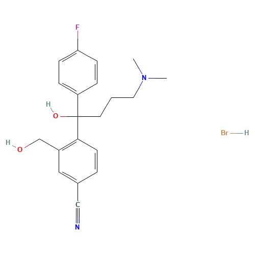 103146-26-5 4-[4-(Dimethylamino)-1-(4-fluorophenyl)-1-hydroxybutyl]-3-(hydroxymethyl)benzonitrile hydrobromide chemical structure