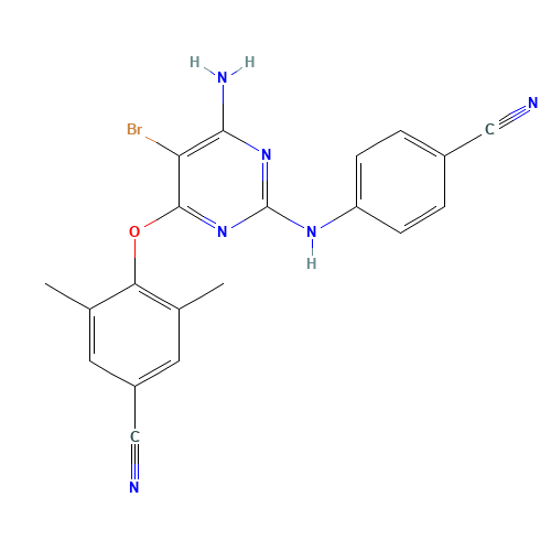 269055-15-4 4-[[6-amino-5-bromo-2-[(4-cyanophenyl)amino]-4-pyrimidinyl]oxy]-3,5 –dimethylbenzonitrile chemical structure