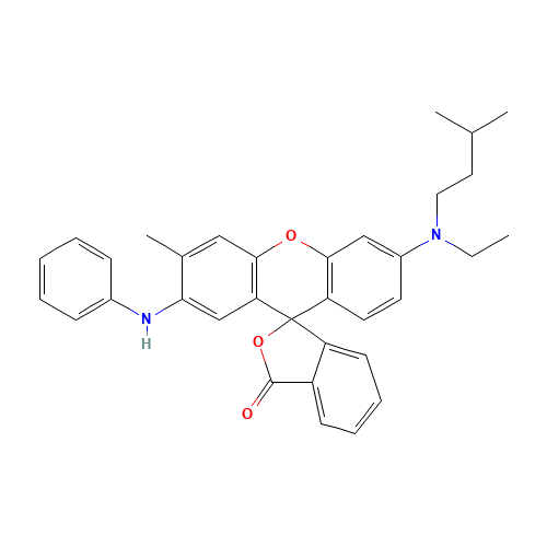 70516-41-5 2'-anilino-6'-[ethyl(3-methylbutyl)amino]-3'-methylspiro[isobenzofuran-1(3H),9'-[9H]xanthene]-3-one chemical structure
