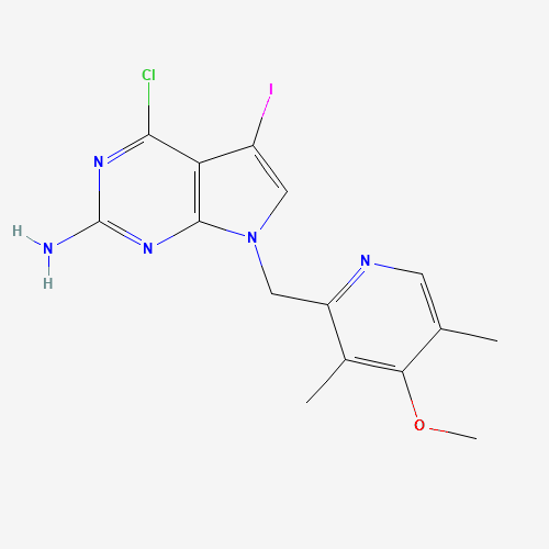 911397-54-1 4-Chloro-5-iodo-7-(4-methoxy-3,5-dimethylpyridin-2-ylmethyl)-7H-pyrrolo[2,3-d]pyrimidin-2-ylamine chemical structure