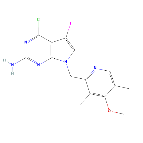 911397-54-1 4-Chloro-5-iodo-7-(4-methoxy-3,5-dimethylpyridin-2-ylmethyl)-7H-pyrrolo[2,3-d]pyrimidin-2-ylamine chemical structure