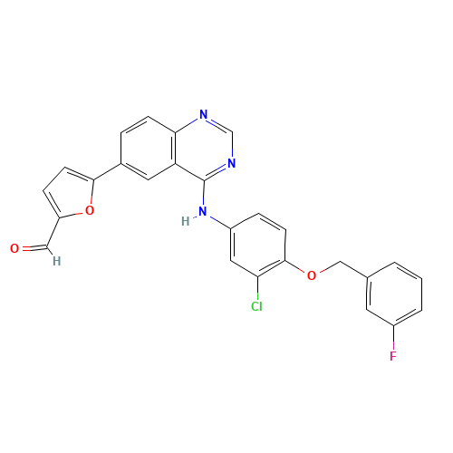231278-84-5 5-[4-((3-Chloro-4-((3-fluorobenzyl)oxy)phenyl)amino)quinazolin-6-yl]-2-furaldehyde chemical structure