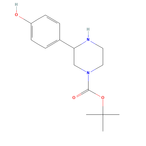 889956-81-4 3-(4-HYDROXY-PHENYL)-PIPERAZINE-1-CARBOXYLIC ACID TERT-BUTYL ESTER chemical structure