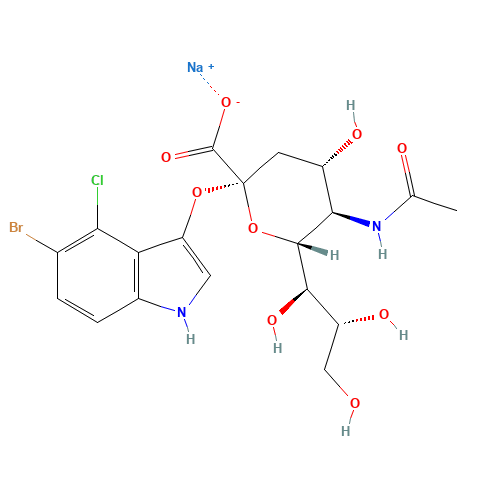 160369-85-7 5-Bromo-4-chloro-3-indolyl-alpha-D-N-acetylneuraminic acid sodium salt chemical structure