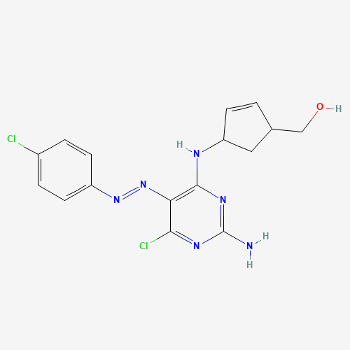 122624-75-3 (1R,4S)-rel-4-[[2-Amino-6-chloro-5-[(4-chlorophenyl)azo]-4-pyrimidinyl]amino]-2-cyclopentene-1-methanol chemical structure