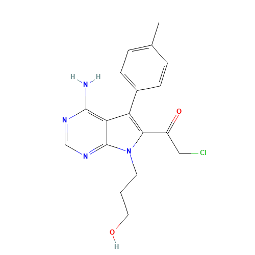 821794-90-5 1-[4-Amino-7-(3-hydroxypropyl)-5-(4-methylphenyl)-7H-pyrrolo[2,3-d]pyrimidin-6-yl]-2-chloro-ethanone chemical structure