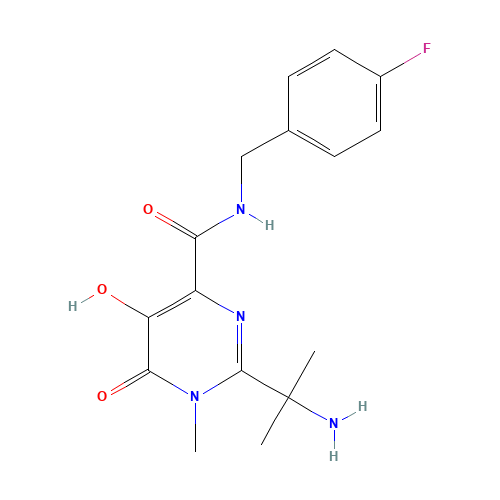 518048-03-8 2-(1-Amino-1-methylethyl)-N-(4-fluorobenzyl)-5-hydroxy-1-methyl-6-oxo-1,6-dihydropyrimidine-4-carboxamide chemical structure