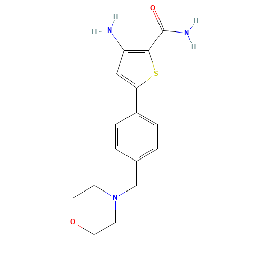 494772-87-1 3-Amino-5-[4-(morpholin-4-ylmethyl)phenyl]thiophene-2-carboxamide chemical structure