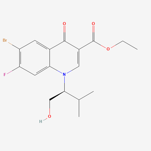 934161-50-9 6-Bromo-1,4-dihydro-7-fluoro-1-[(1S)-1-(hydroxymethyl)-2-methylpropyl]-4-oxo-3-quinolinecarboxylic Acid Ethyl Ester chemical structure