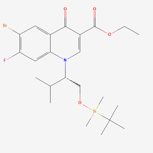 934161-52-1 6-Bromo-1-[(1S)-1-[[[(1,1-dimethylethyl)dimethylsilyl]oxy]methyl]-2-methylpropyl]-7-fluoro-1,4-dihydro-4-oxo-3-quinolinecarboxylic Acid Ethyl Ester chemical structure