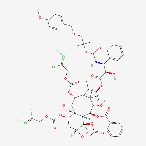 154044-74-3 N-Des-t-boc-N-2-[2-methyl-1-(4-methoxyphenyl)methoxy]propyloxycarbonxyl-7,10-O-bis{[(2,2,2-trichloroethyl)oxy]carbonyl} Docetaxel chemical structure