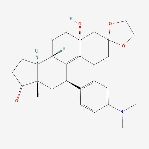 91934-77-9 (5a,11b)-11-[4-(Dimethylamino)phenyl]-5-hydroxy-estr-9-ene-3,17-dione Cyclic 3-(1,2-Ethanediyl Acetal) chemical structure