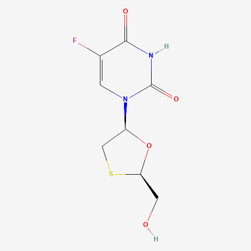 145986-11-4 cis 5-Fluoro-1-[2-(hydroxymethyl)-1,3-oxathiolan-5-yl]-2,4(1H,3H)- pyrimidinedione chemical structure