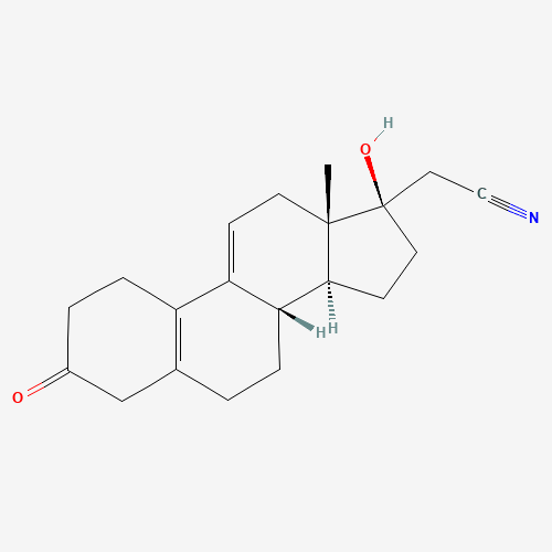 106111-42-6 (17a)-17-Hydroxy-3-oxo-19-norpregna-5(10),9(11)-diene-21-nitrile chemical structure
