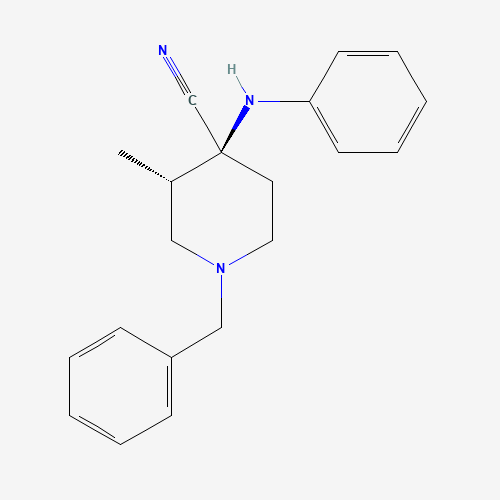 147292-24-8 cis-3-Methyl-4-(phenylamino)-1-(phenylmethyl)-4-piperidinecarbonitrile chemical structure