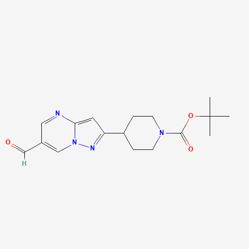 1258638-43-5 tert-Butyl 4-(6-formylpyrazolo[1,5-a]pyrimidin-2-yl)piperidine-1-carboxylate chemical structure