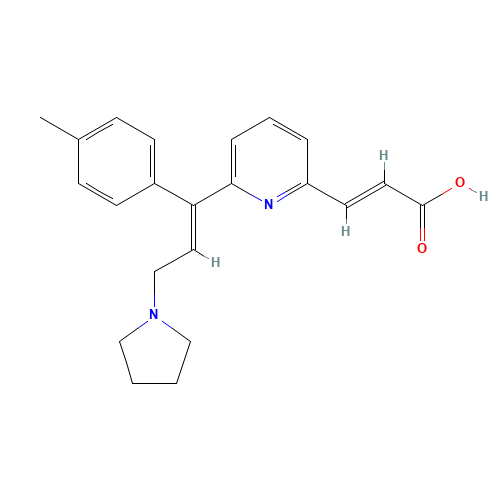 87848-99-5 (2E)-3-{6-[(1E)-1-(4-Methylphenyl)-3-(1-pyrrolidinyl)-1-propen-1-yl]-2-pyridinyl}acrylic acid chemical structure