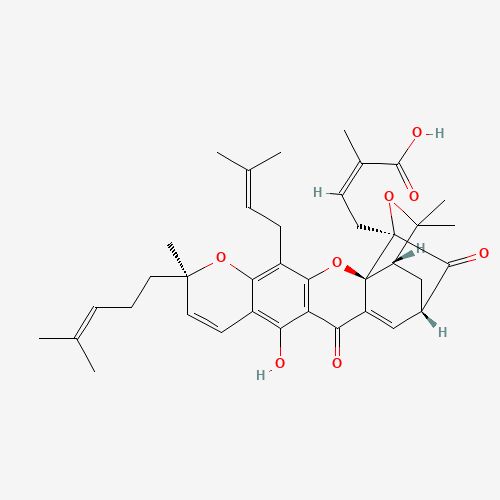 2752-65-0 (2E)-4-[(2S,17S)-12-Hydroxy-8,21,21-trimethyl-5-(3-methyl-2-buten-1-yl)-8-(4-methyl-3-penten-1-yl)-14,18-dioxo-3,7,20-trioxahexacyclo[15.4.1.02,15.02,19.04,13.06,11]docosa-4(13),5,9,11,15-pent aen-19-yl]-2-methyl-2-butenoic acid chemical structure