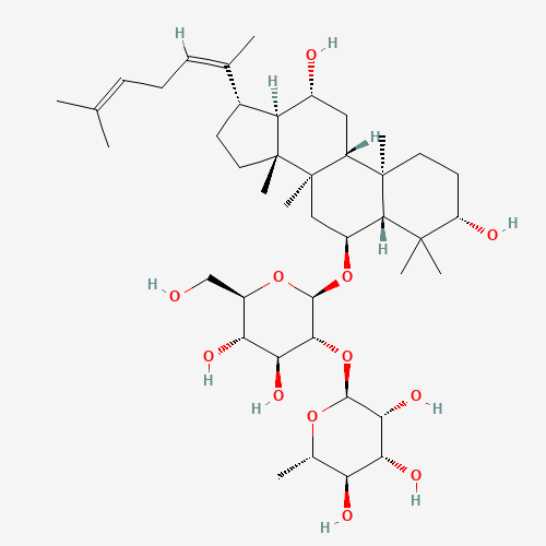 126223-28-7 (6b,8ξ,9ξ,12a,13a,14b,17b)-4-Ethyl-3,12-dihydroxy-4,10,14-trimethyl-17-[(2Z)-6-methyl-2,5-heptadien-2-yl]gonan-6-yl 2-O-(6-deoxy-a-L-mannopyranosyl)-b-D-glucopyranoside chemical structure