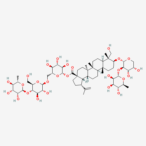 129741-57-7 6-Deoxy-?-L-mannopyranosyl-(1->4)-?-D-glucopyranosyl-(1->6)-1-O-[(3?)-3-{[2-O-(6-deoxy-?-L-mannopyranosyl)-?-L-arabinopyranosyl]oxy}-23-hydroxy-28-oxolup-20(29)-en-28-yl]-?-D-gluc chemical structure