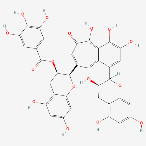 30462-34-1 (2R,3R)-5,7-Dihydroxy-2-{3,4,6-trihydroxy-5-oxo-1-[(2R,3R)-3,5,7-trihydroxy-3,4-dihydro-2H-chromen-2-yl]-5H-benzo[7]annulen-8-yl}-3,4-dihydro-2H-chromen-3-yl 3,4,5-trihydroxybenzoate chemical structure