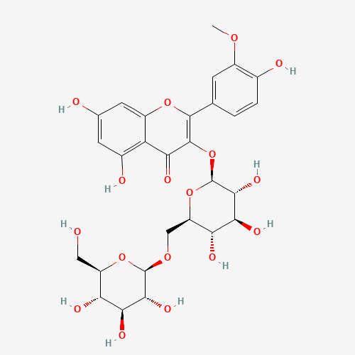 17429-69-5 4H-1-Benzopyran-4-one, 3-((6-O-b-D-glucopyranosyl-b-D-glucopyranosyl)oxy)-5,7-dihydroxy-2-(4-hydroxy-3-methoxyphenyl)- chemical structure