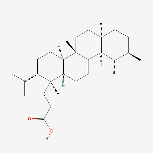 6812-81-3 1-chrysenepropanoic acid, 1,2,3,4,4a,4b,5,6,6a,7,8,9,10,10a,12,12a-hexadecahydro-1,4a,4b,6a,9,10-hexamethyl-2-(1-methylethenyl)-, (1S,2S,4aR,4bS,6aR,9R,10S,10aR,12aR)- chemical structure