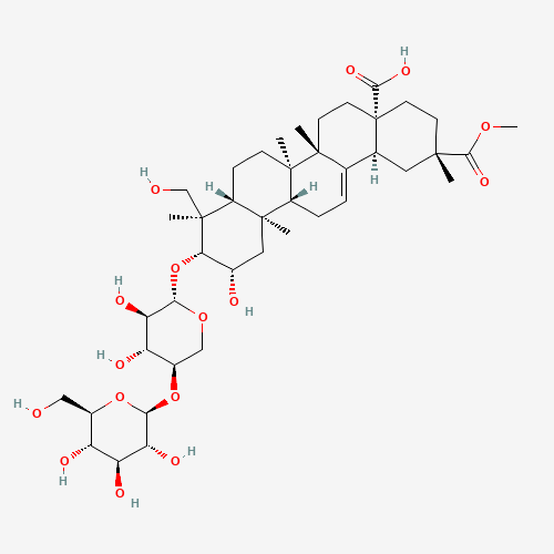 65497-07-6 4-O-(2,23,28-Trihydroxy-29-methoxy-28,29-dioxoolean-12-en-3-yl)pentopyranosyl hexopyranoside chemical structure