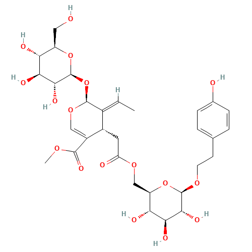 39011-92-2 2-(4-Hydroxyphenyl)ethyl 6-O-{[(2S,3E)-3-ethylidene-2-(b-D-glucopyranosyloxy)-5-(methoxycarbonyl)-3,4-dihydro-2H-pyran-4-yl]acetyl}-b-D-glucopyranoside chemical structure