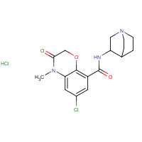 123040-16-4 N-(1-Azabicyclo[2.2.2]oct-3-yl)-6-chloro-4-methyl-3-oxo-3,4-dihydro-2H-1,4-benzoxazine-8-carboxamide hydrochloride (1:1) chemical structure